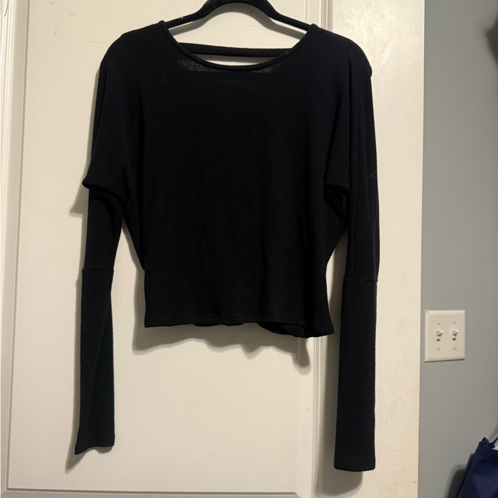 Francesca's Collections Black Long Sleeve Blouse